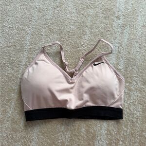 Nike Women's Light Pink and Black Sports Bra